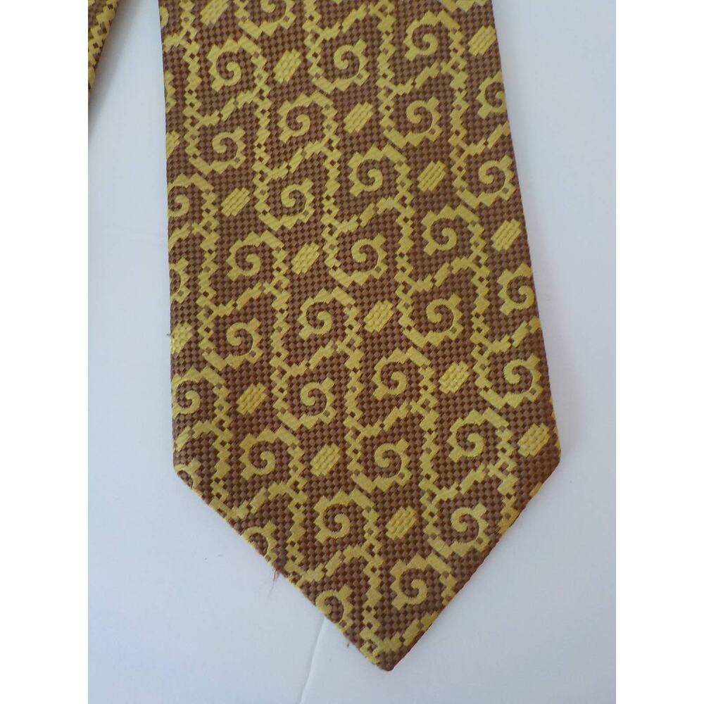 Vintage Brittania Neck Tie Aztec Pattern Brown Gold 100% Polyester 58x4"